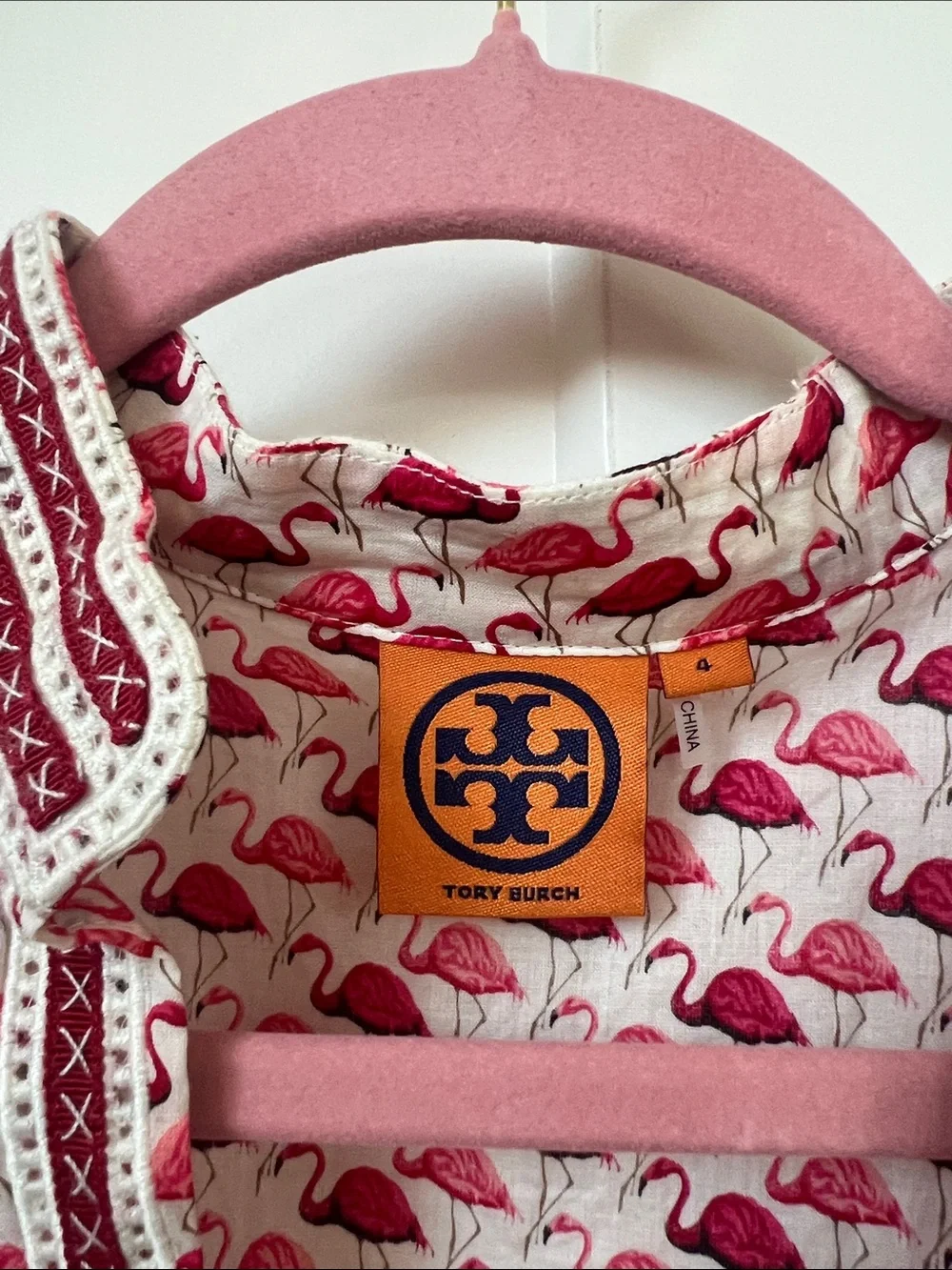 Tory Burch flamingo print tory tunic size 4
